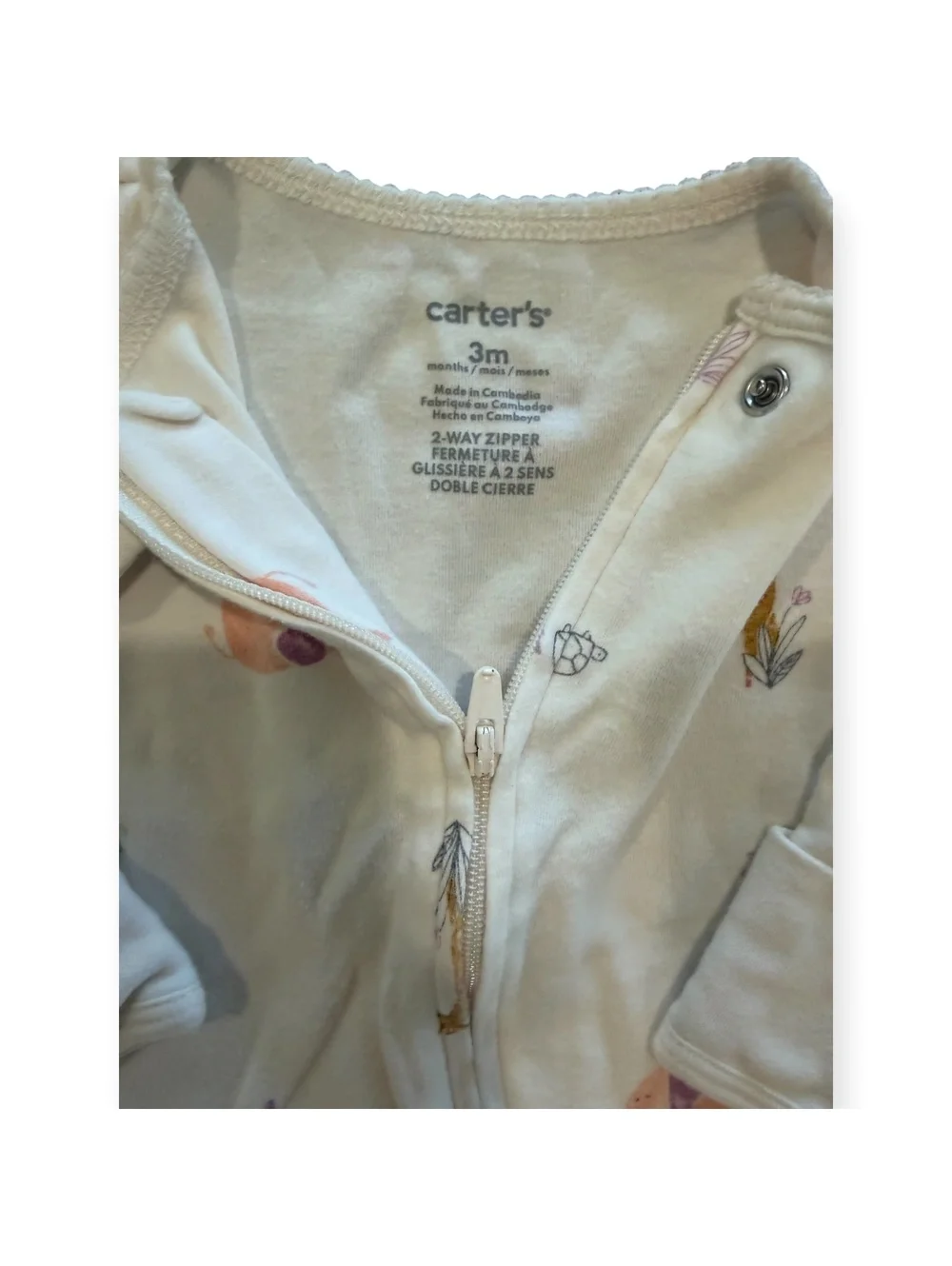 Carter's Baby 3M Footed Pajamas 2-Pack with Animal Print and Pink Stripes
